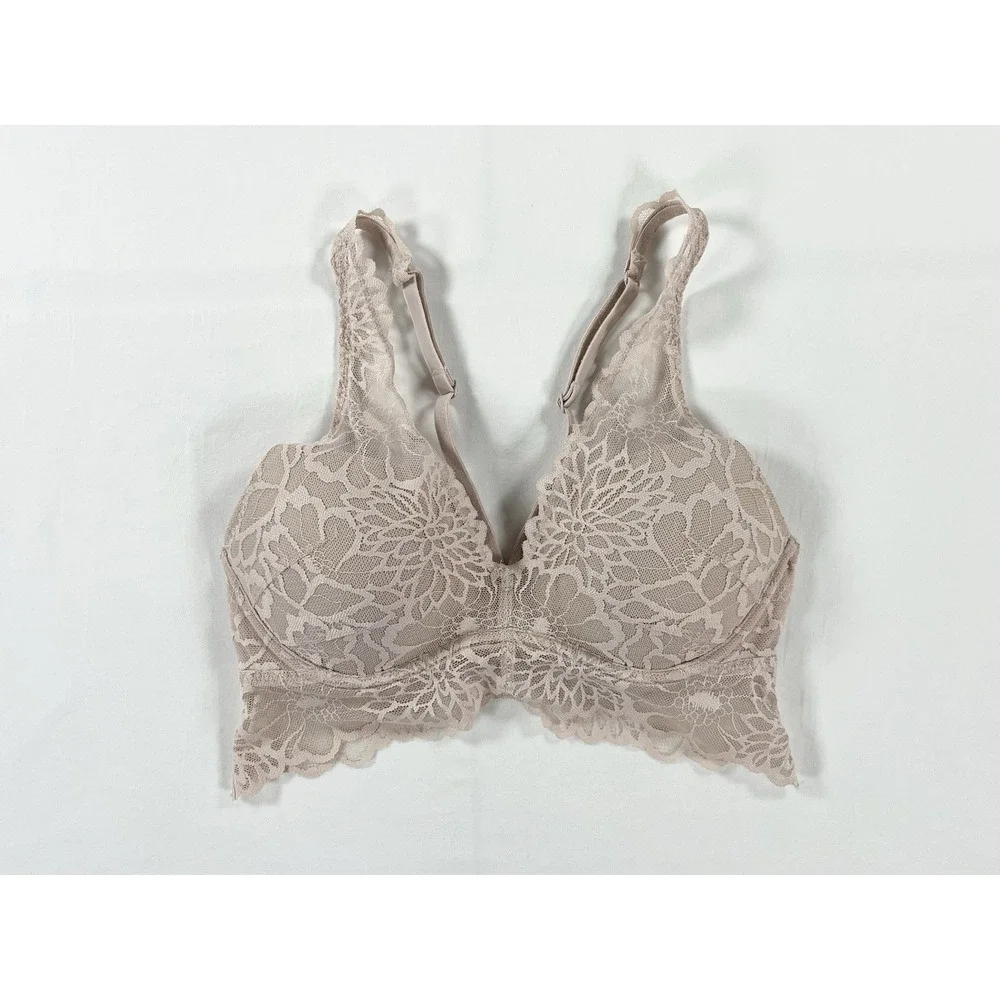 Victoria's Secret PINK Lace Push-Up Bralette Underwire Bra Pink Taupe Small S